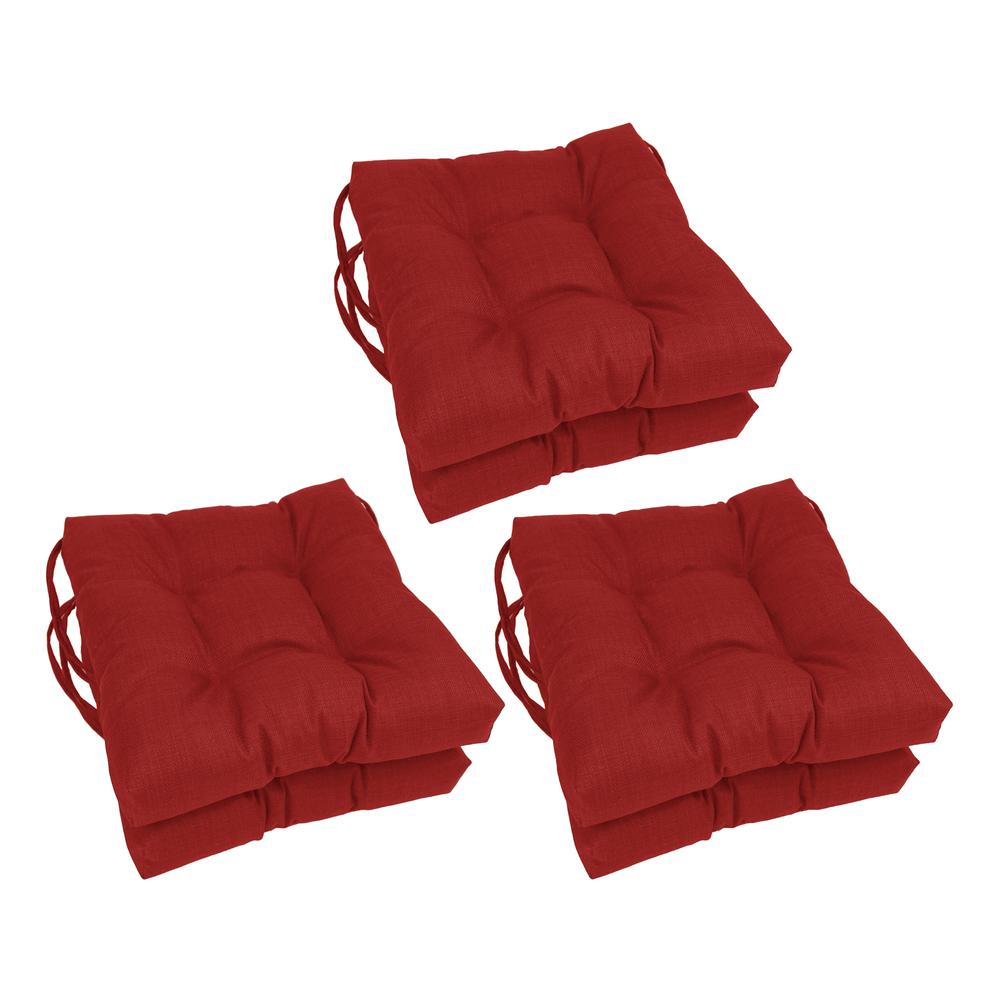 16-inch Spun Polyester Solid Outdoor Square Tufted Chair Cushions (Set of 6) 916X16SQ-T-6CH-REO-SOL-04. Picture 1