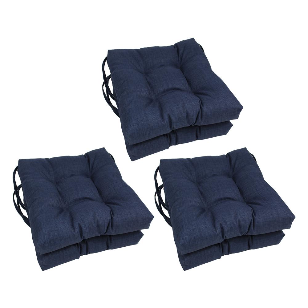16-inch Spun Polyester Solid Outdoor Square Tufted Chair Cushions (Set of 6) 916X16SQ-T-6CH-REO-SOL-05. Picture 1