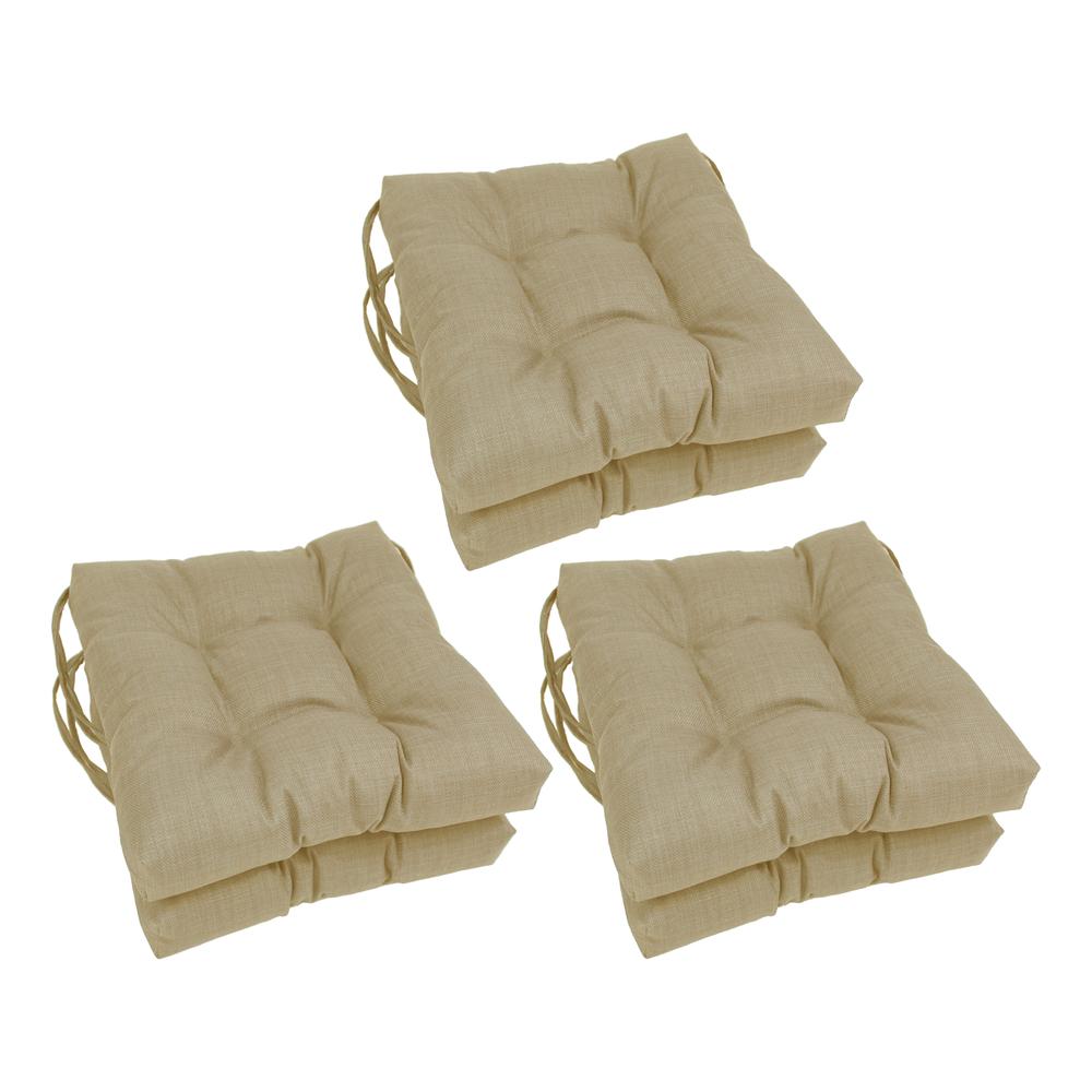 16-inch Spun Polyester Solid Outdoor Square Tufted Chair Cushions (Set of 6) 916X16SQ-T-6CH-REO-SOL-07. Picture 1