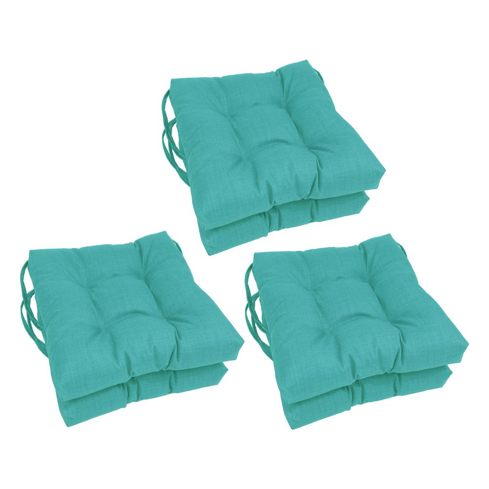 16-inch Spun Polyester Solid Outdoor Square Tufted Chair Cushions (Set of 6) 916X16SQ-T-6CH-REO-SOL-12. Picture 1