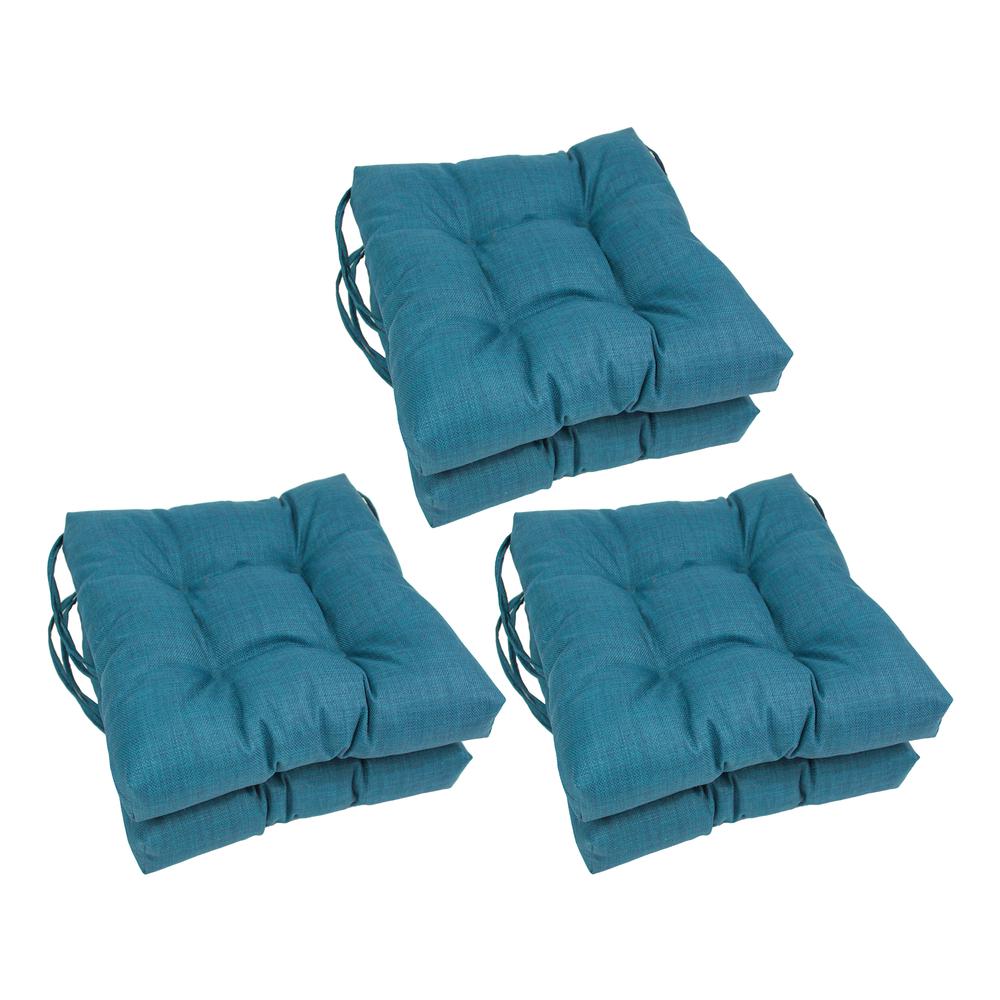 16-inch Spun Polyester Solid Outdoor Square Tufted Chair Cushions (Set of 6) 916X16SQ-T-6CH-REO-SOL-16. Picture 1