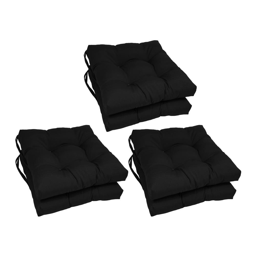 16-inch Solid Twill Square Tufted Chair Cushions (Set of 6)  916X16SQ-T-6CH-TW-BK. Picture 1