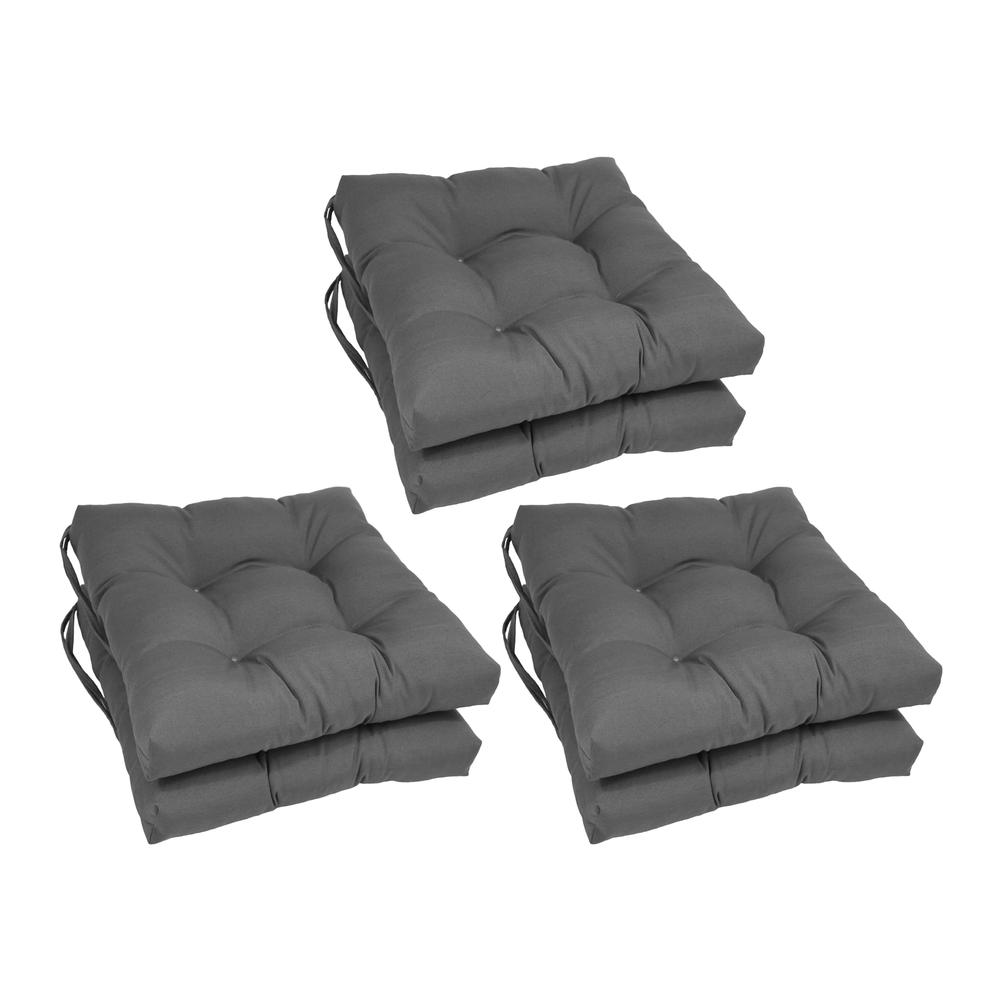 16-inch Solid Twill Square Tufted Chair Cushions (Set of 6)  916X16SQ-T-6CH-TW-GY. Picture 1