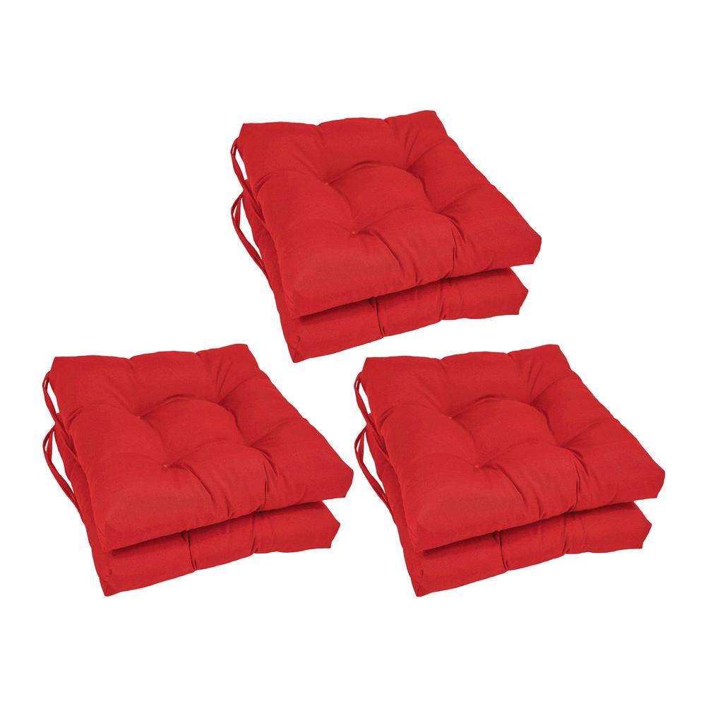 16-inch Solid Twill Square Tufted Chair Cushions (Set of 6)  916X16SQ-T-6CH-TW-RD. Picture 1