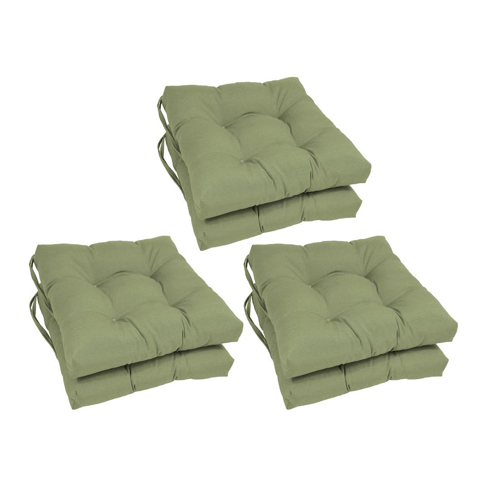16-inch Solid Twill Square Tufted Chair Cushions (Set of 6)  916X16SQ-T-6CH-TW-SG. Picture 1