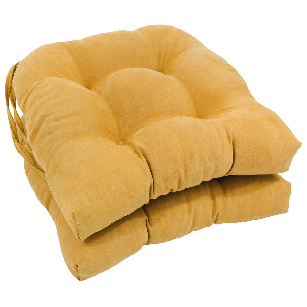 16-inch Solid Microsuede U-shaped Tufted Chair Cushions (Set of 2). The main picture.