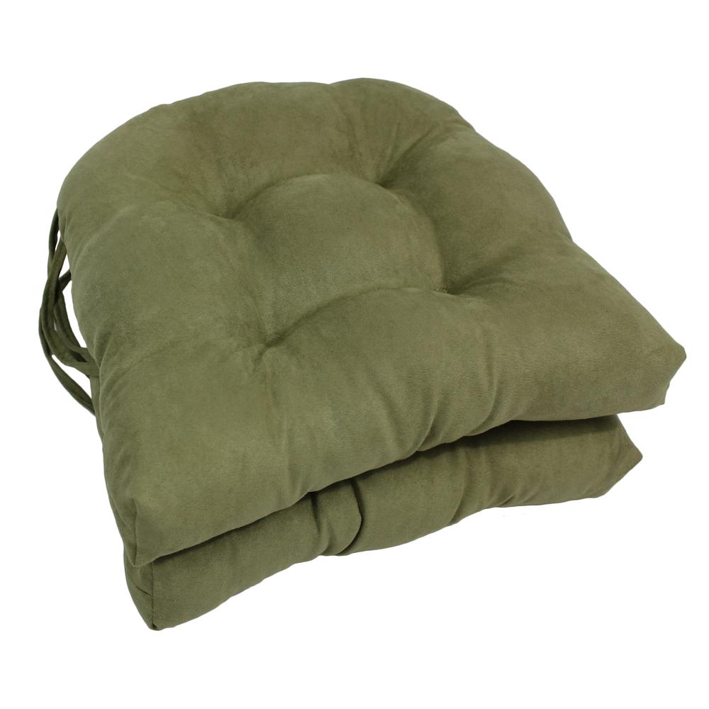 16-inch Solid Microsuede U-shaped Tufted Chair Cushions (Set of 2). The main picture.