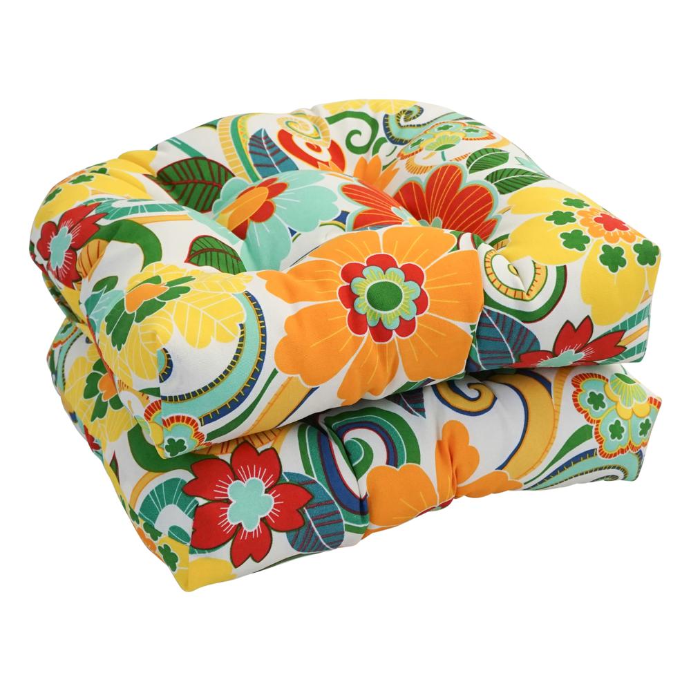 16-inch Spun Polyester Outdoor U-shaped Tufted Chair Cushions (Set of 2) 916X16US-T-2CH-OD-075. Picture 1