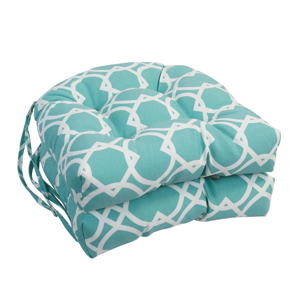 16-inch Spun Polyester Outdoor U-shaped Tufted Chair Cushions (Set of 2) 916X16US-T-2CH-OD-144. Picture 1