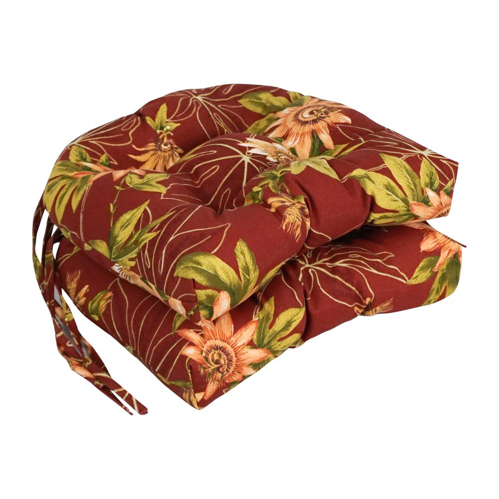 16-inch Spun Polyester Patterned Outdoor U-shaped Tufted Chair Cushions (Set of 2)  916X16US-T-2CH-REO-16. Picture 1