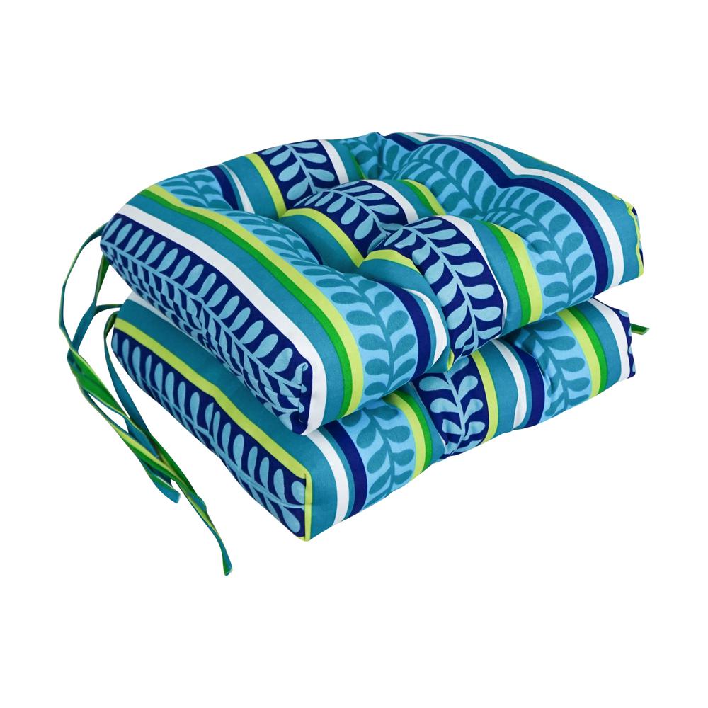 16-inch Spun Polyester Patterned Outdoor U-shaped Tufted Chair Cushions (Set of 2)  916X16US-T-2CH-REO-35. Picture 1