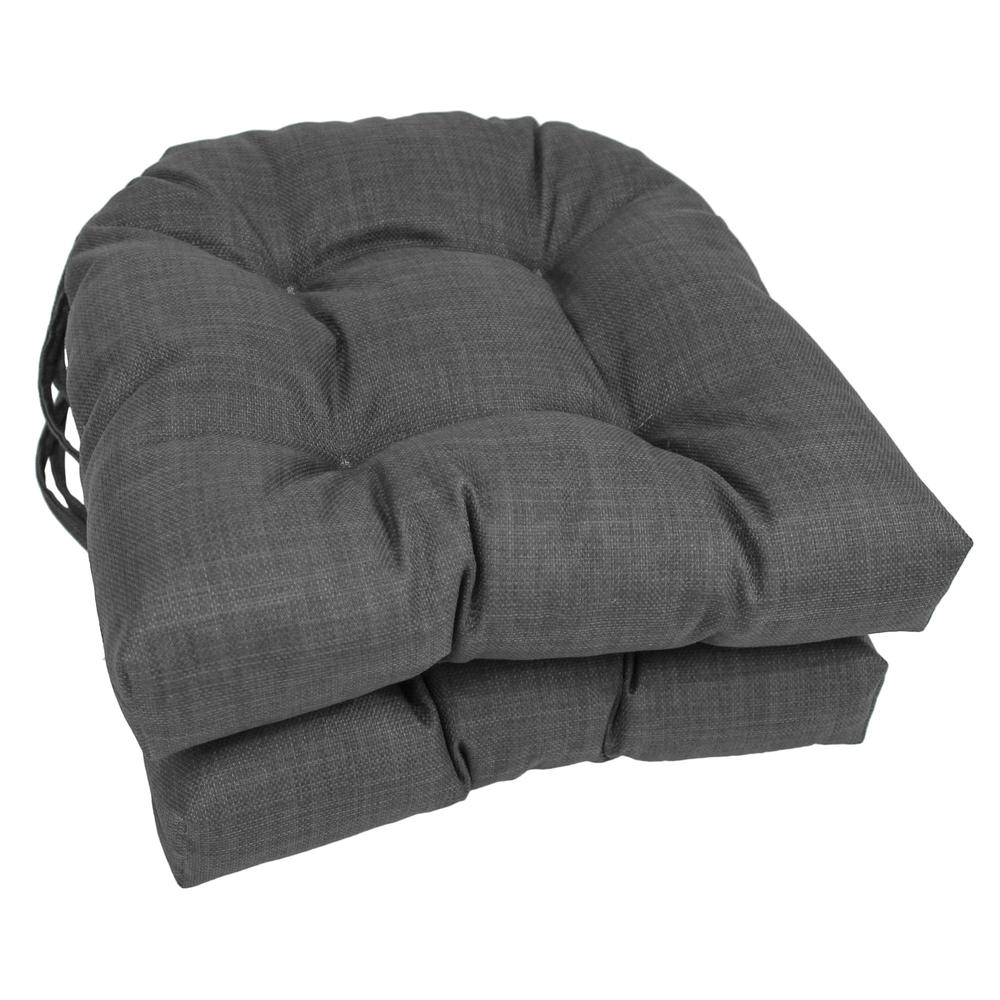 16-inch Outdoor Spun Polyester U-shaped Tufted Chair Cushions (Set of 2). Picture 1