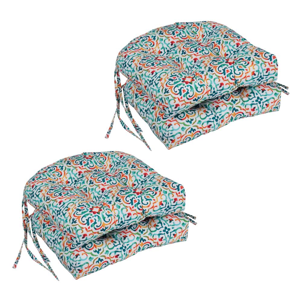 16-inch Spun Polyester Outdoor U-shaped Tufted Chair Cushions (Set of 4) 916X16US-T-4CH-OD-241. Picture 1