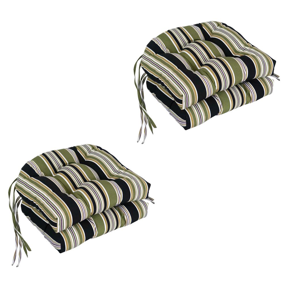 16-inch Spun Polyester Patterned Outdoor U-shaped Tufted Chair Cushions (Set of 4) 916X16US-T-4CH-REO-13. Picture 1