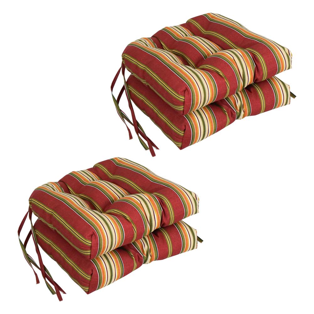 16-inch Spun Polyester Patterned Outdoor U-shaped Tufted Chair Cushions (Set of 4) 916X16US-T-4CH-REO-17. Picture 1