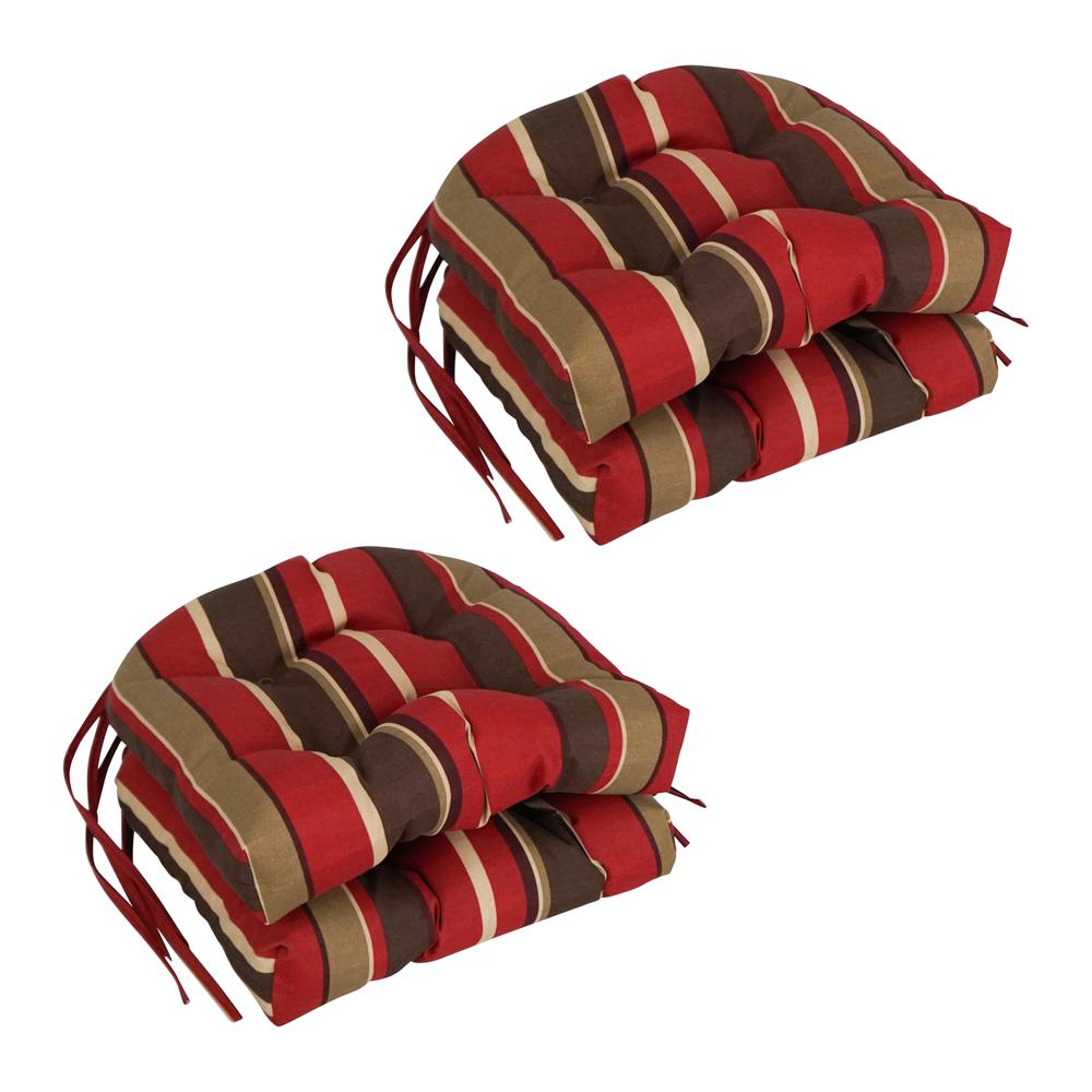 16-inch Spun Polyester Patterned Outdoor U-shaped Tufted Chair Cushions (Set of 4) 916X16US-T-4CH-REO-33. Picture 1