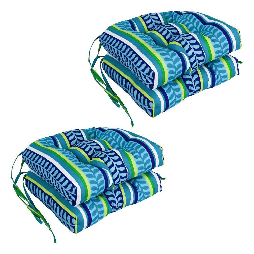 16-inch Spun Polyester Patterned Outdoor U-shaped Tufted Chair Cushions (Set of 4) 916X16US-T-4CH-REO-35. Picture 1
