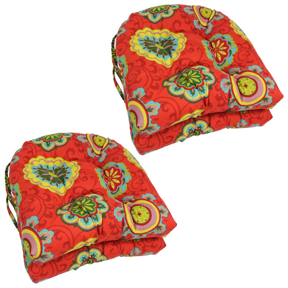 16-inch Outdoor Spun Polyester U-shaped Tufted Chair Cushions (Set of 4). Picture 2