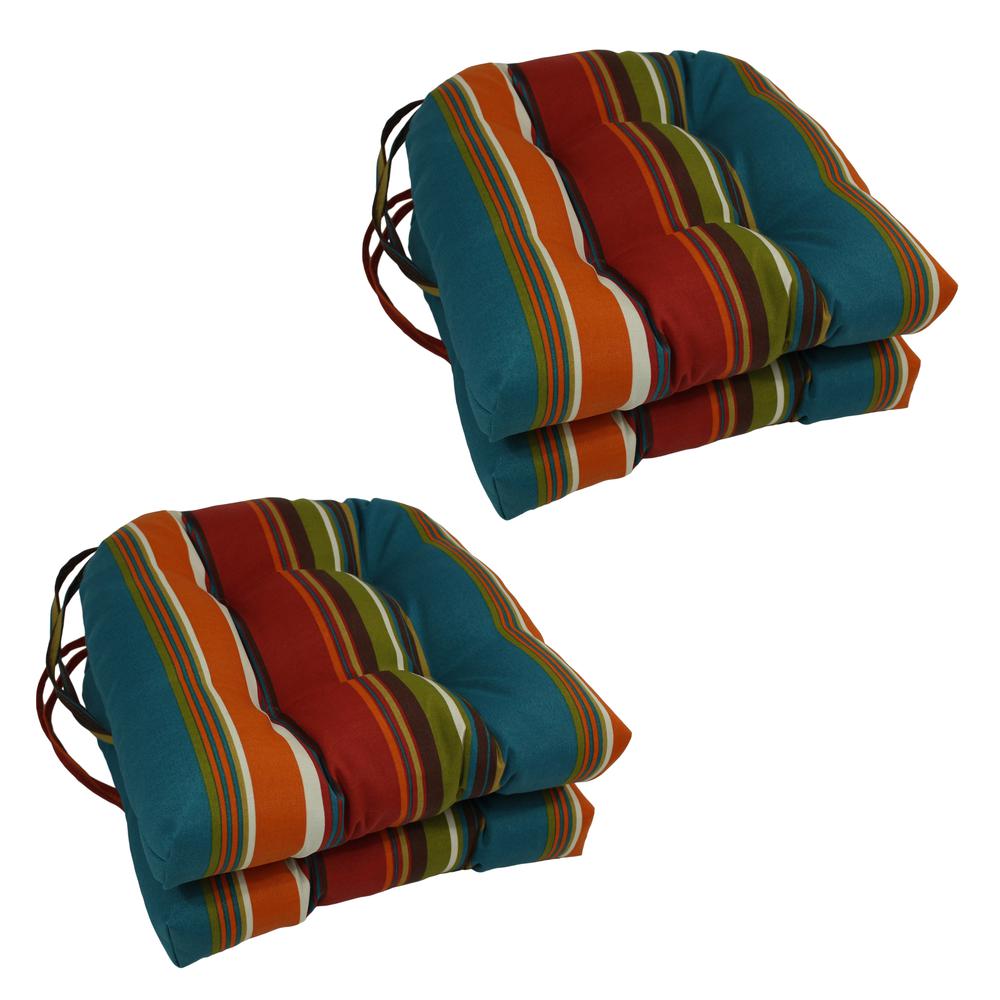 16-inch Outdoor Spun Polyester U-shaped Tufted Chair Cushions (Set of 4). Picture 1