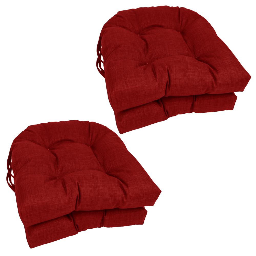 16-inch Spun Polyester Solid Outdoor U-shaped Tufted Chair Cushions (Set of 4) 916X16US-T-4CH-REO-SOL-04. Picture 1