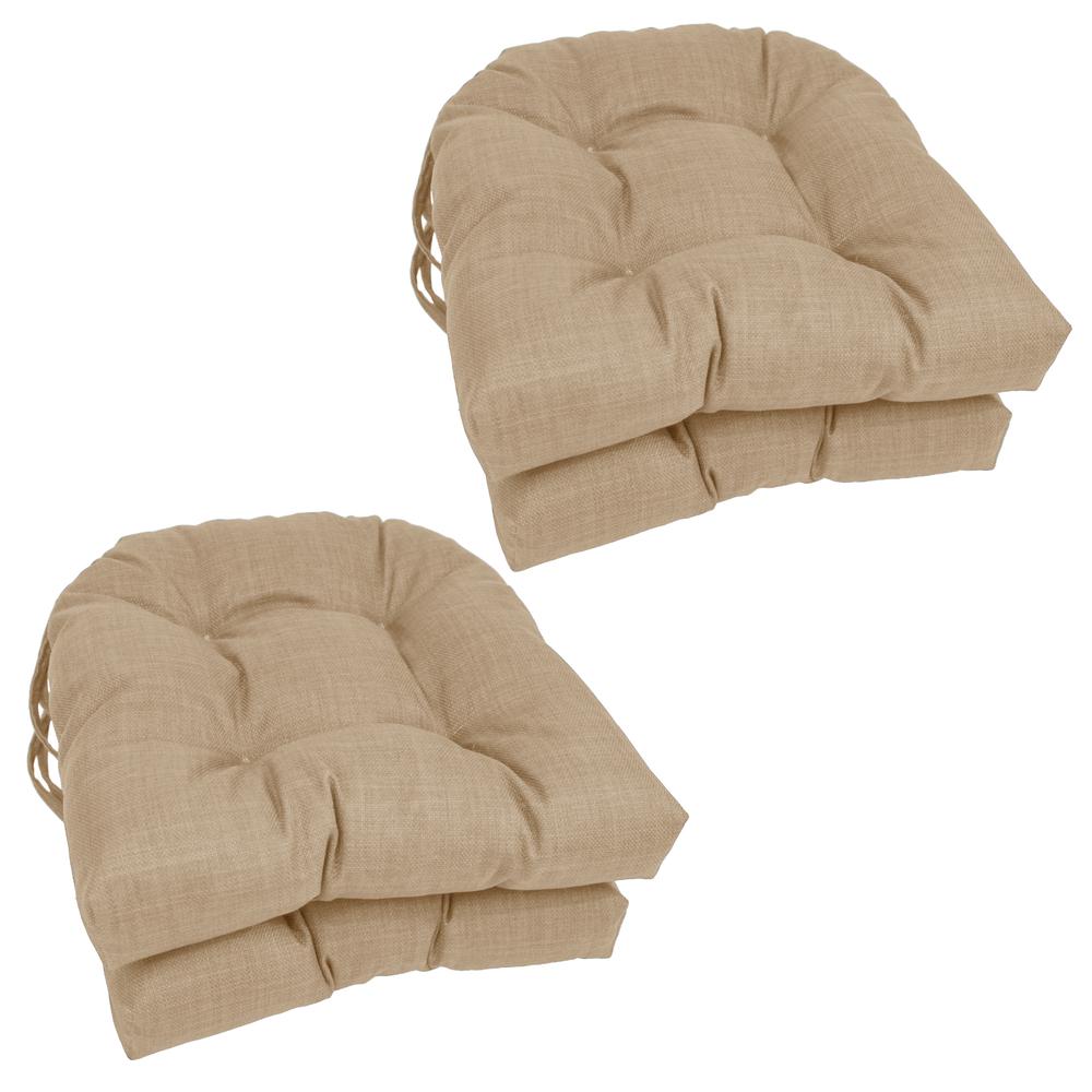 16-inch Spun Polyester Solid Outdoor U-shaped Tufted Chair Cushions (Set of 4) 916X16US-T-4CH-REO-SOL-07. Picture 1
