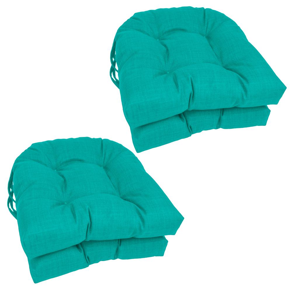 16-inch Spun Polyester Solid Outdoor U-shaped Tufted Chair Cushions (Set of 4) 916X16US-T-4CH-REO-SOL-12. Picture 1