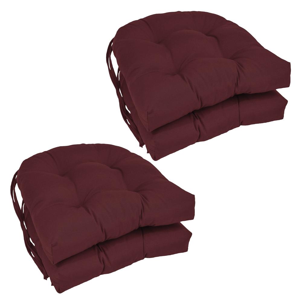16-inch Solid Twill U-shaped Tufted Chair Cushions (Set of 4). Picture 1