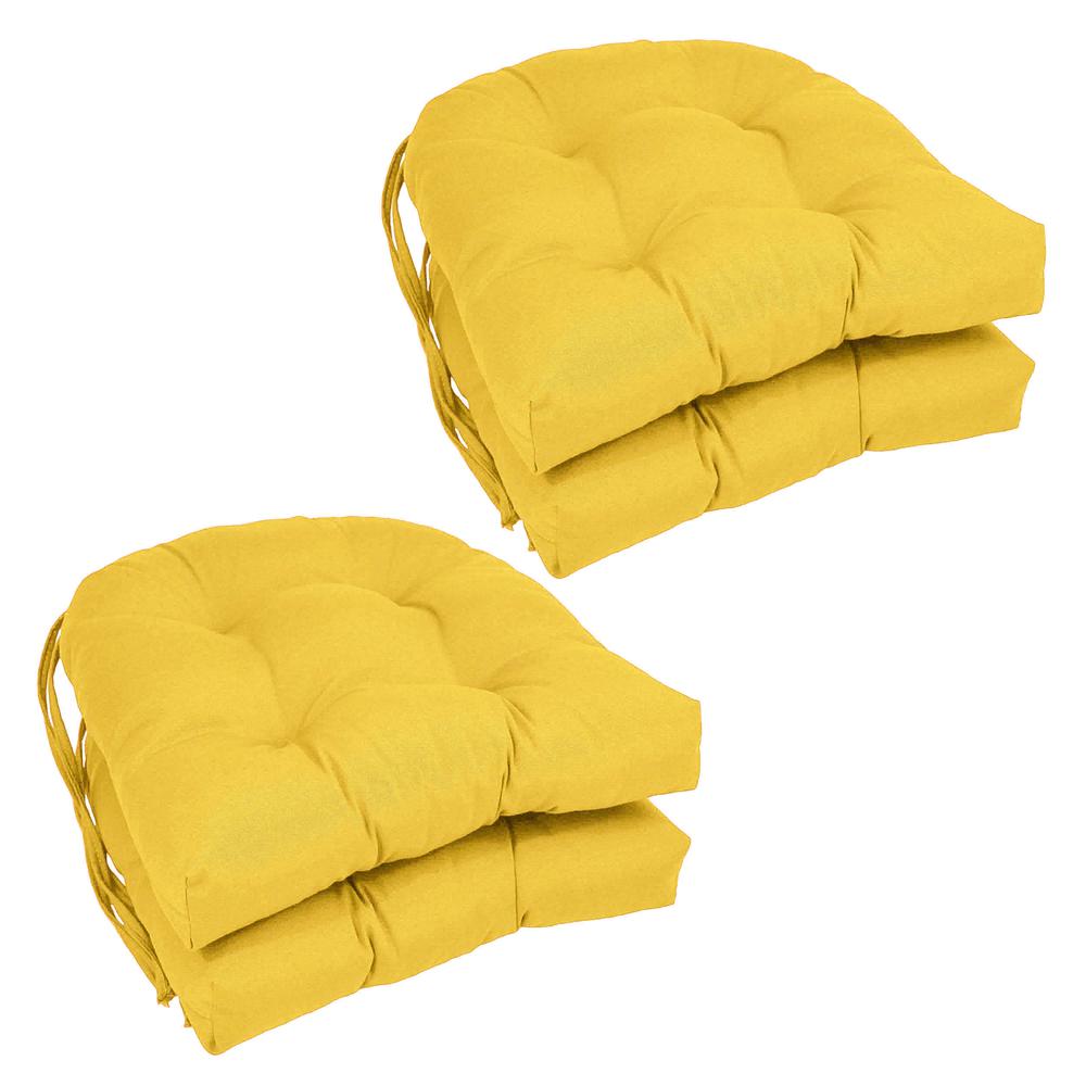 16-inch Solid Twill U-shaped Tufted Chair Cushions (Set of 4). The main picture.