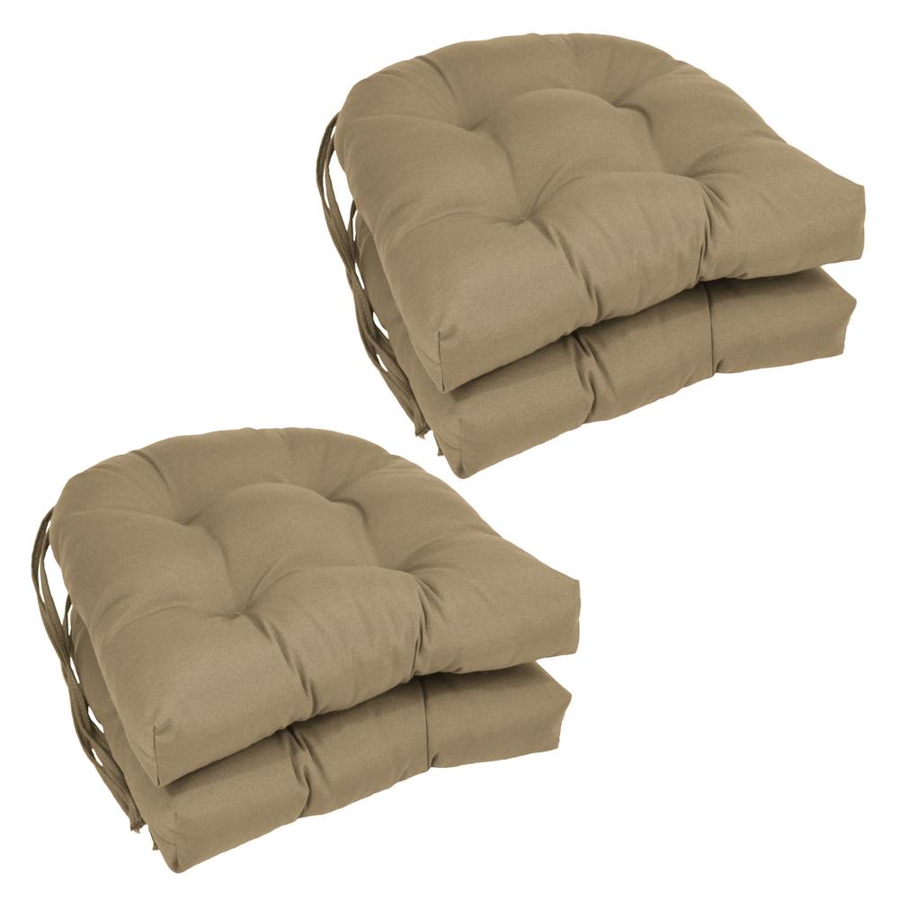 16-inch Solid Twill U-shaped Tufted Chair Cushions (Set of 4). Picture 1