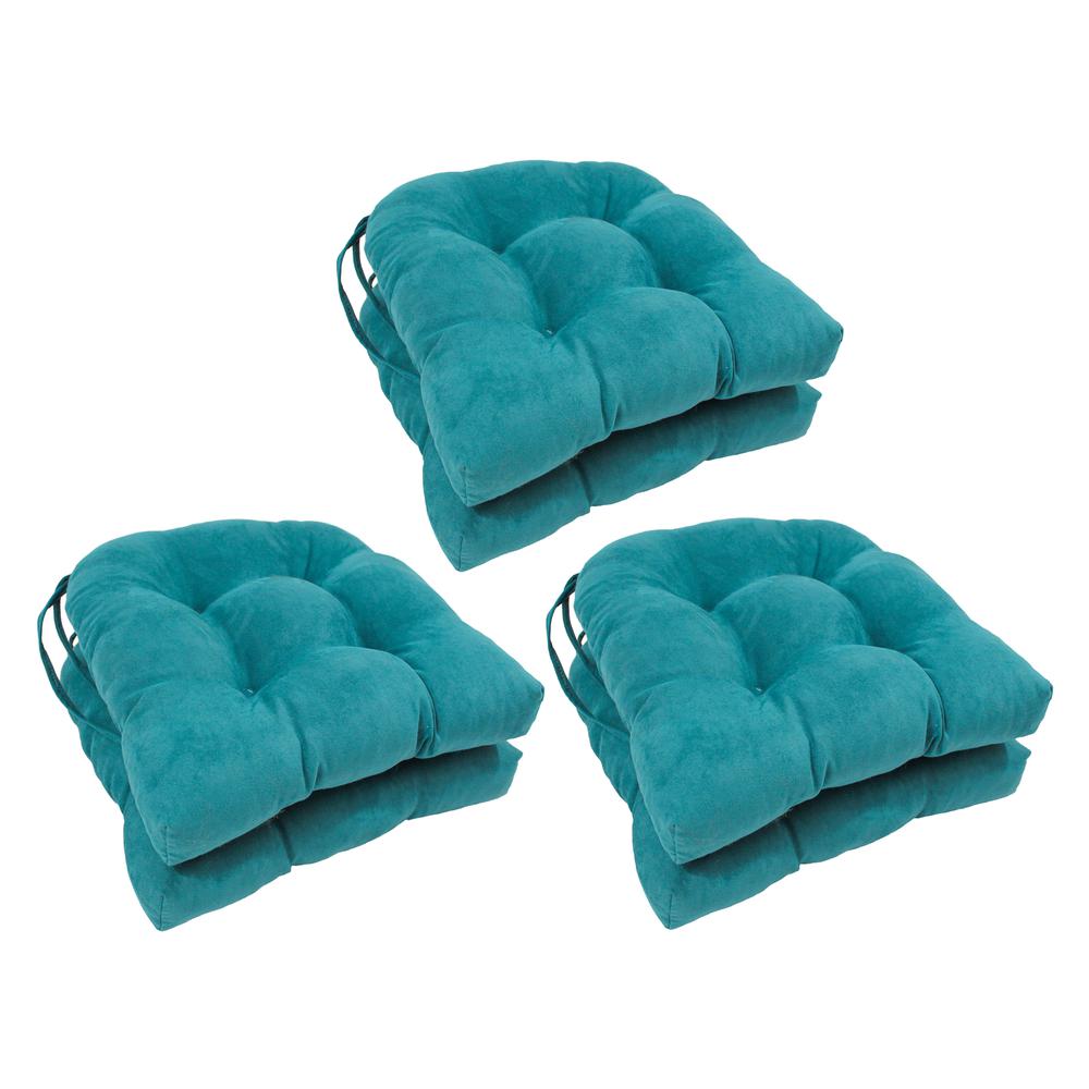 16-inch Solid Microsuede U-shaped Tufted Chair Cushions (Set of 6) 916X16US-T-6CH-MS-AB. Picture 1