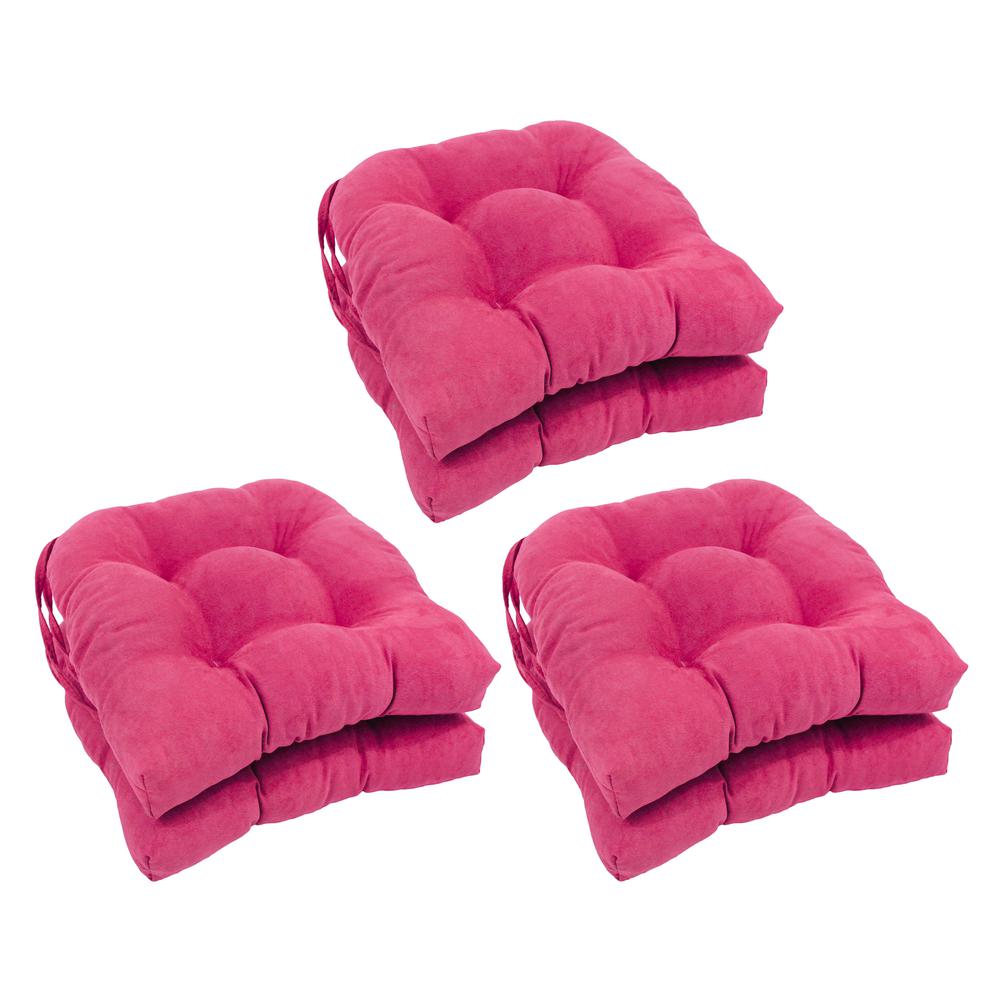 16-inch Solid Microsuede U-shaped Tufted Chair Cushions (Set of 6) 916X16US-T-6CH-MS-BB. Picture 1