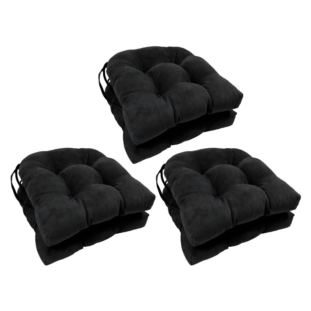 16-inch Solid Microsuede U-shaped Tufted Chair Cushions (Set of 6) 916X16US-T-6CH-MS-BK. Picture 1