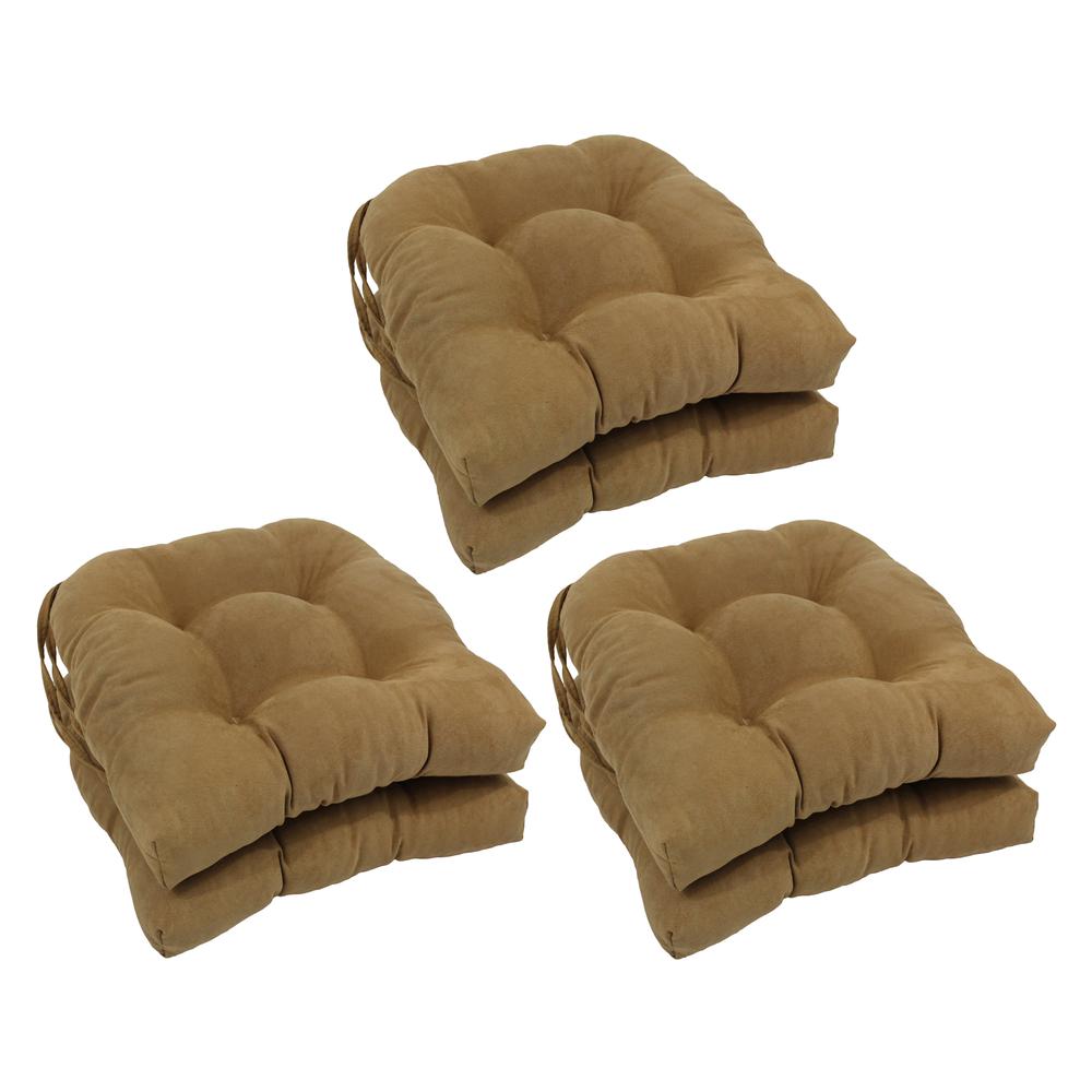 16-inch Solid Microsuede U-shaped Tufted Chair Cushions (Set of 6) 916X16US-T-6CH-MS-CM. Picture 1