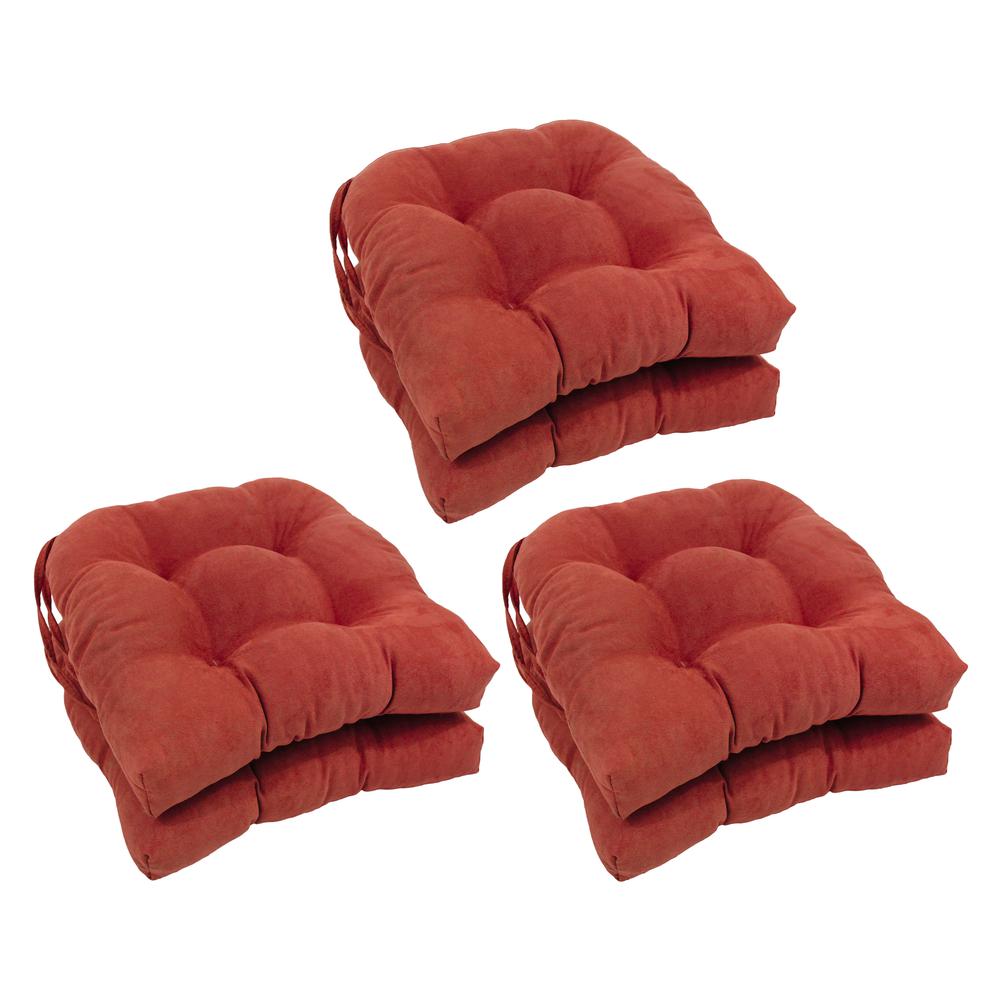 16-inch Solid Microsuede U-shaped Tufted Chair Cushions (Set of 6) 916X16US-T-6CH-MS-CR. Picture 1