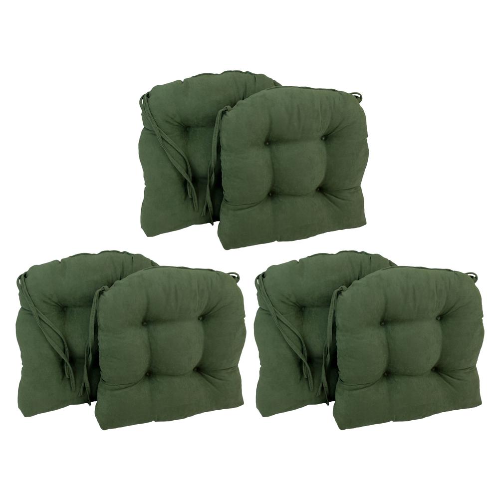 16-inch Solid Microsuede U-shaped Tufted Chair Cushions (Set of 6) 916X16US-T-6CH-MS-HG. Picture 1