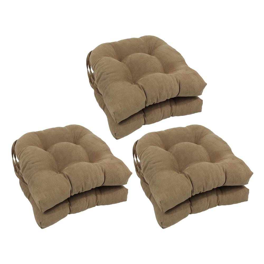 16-inch Solid Microsuede U-shaped Tufted Chair Cushions (Set of 6) 916X16US-T-6CH-MS-JV. Picture 1