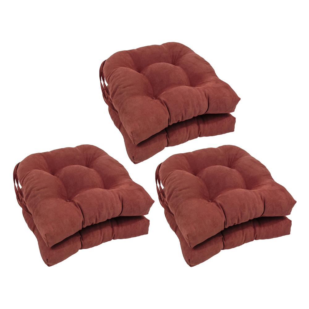 16-inch Solid Microsuede U-shaped Tufted Chair Cushions (Set of 6) 916X16US-T-6CH-MS-RW. Picture 1