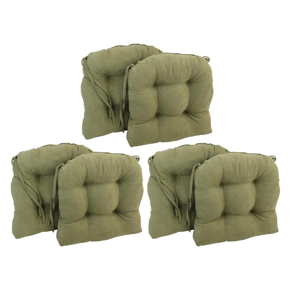 16-inch Solid Microsuede U-shaped Tufted Chair Cushions (Set of 6) 916X16US-T-6CH-MS-SG. Picture 1