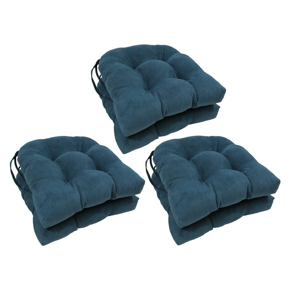 16-inch Solid Microsuede U-shaped Tufted Chair Cushions (Set of 6) 916X16US-T-6CH-MS-TL. Picture 1