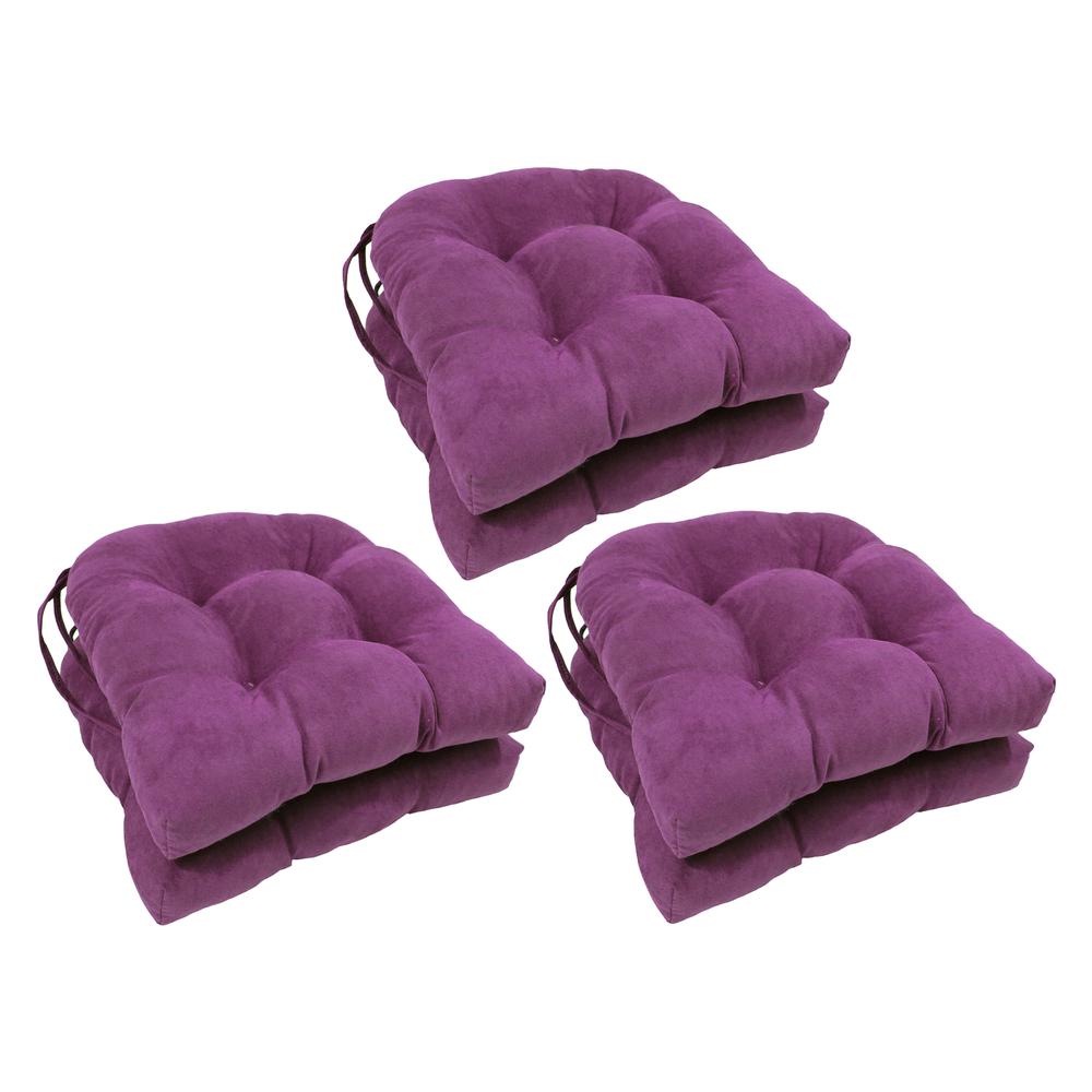 16-inch Solid Microsuede U-shaped Tufted Chair Cushions (Set of 6) 916X16US-T-6CH-MS-UV. Picture 1