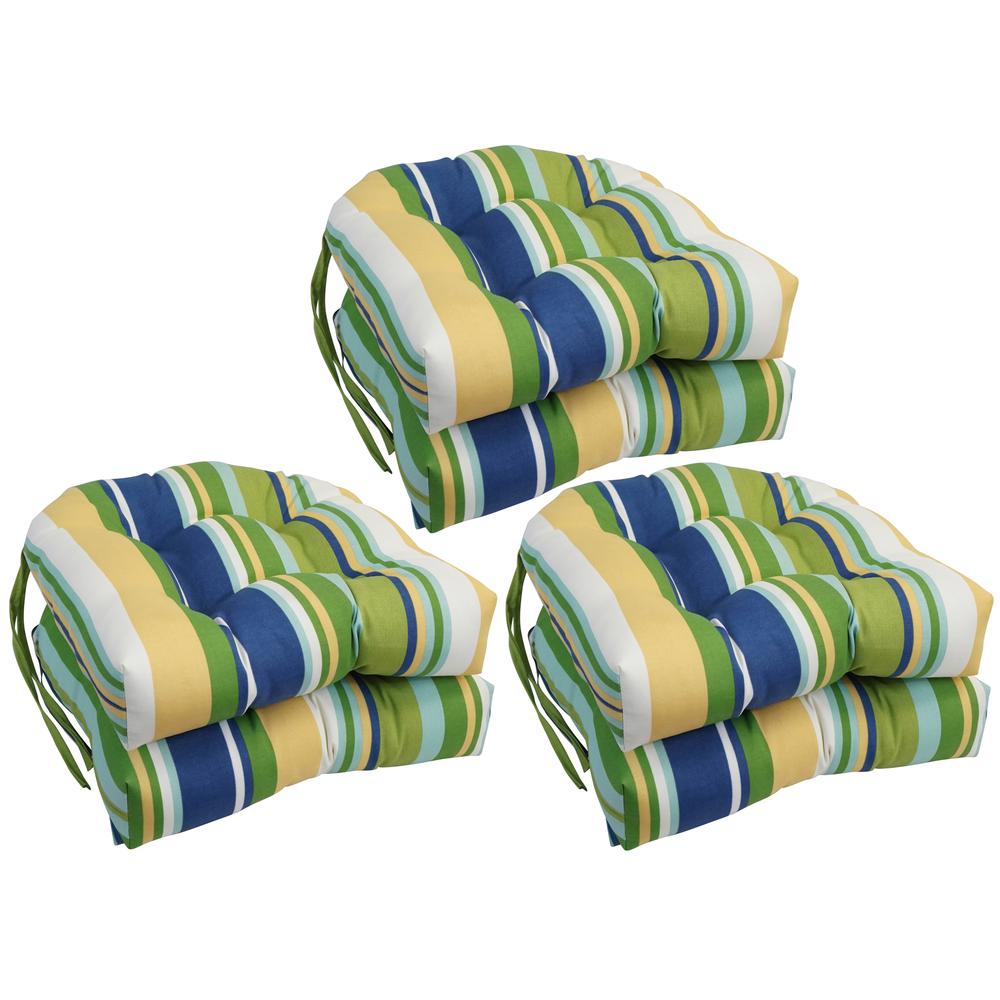 16-inch Spun Polyester Outdoor U-shaped Tufted Chair Cushions (Set of 6) 916X16US-T-6CH-OD-172. Picture 1
