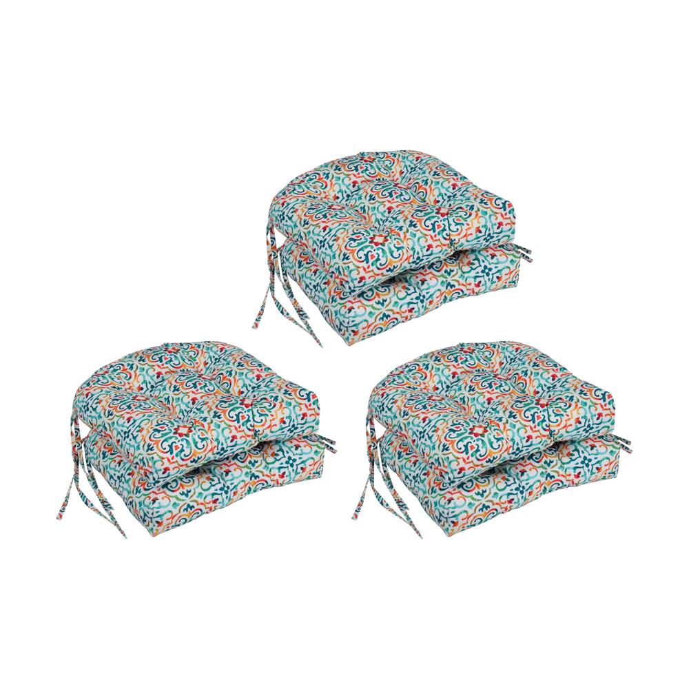16-inch Spun Polyester Outdoor U-shaped Tufted Chair Cushions (Set of 6) 916X16US-T-6CH-OD-241. Picture 1