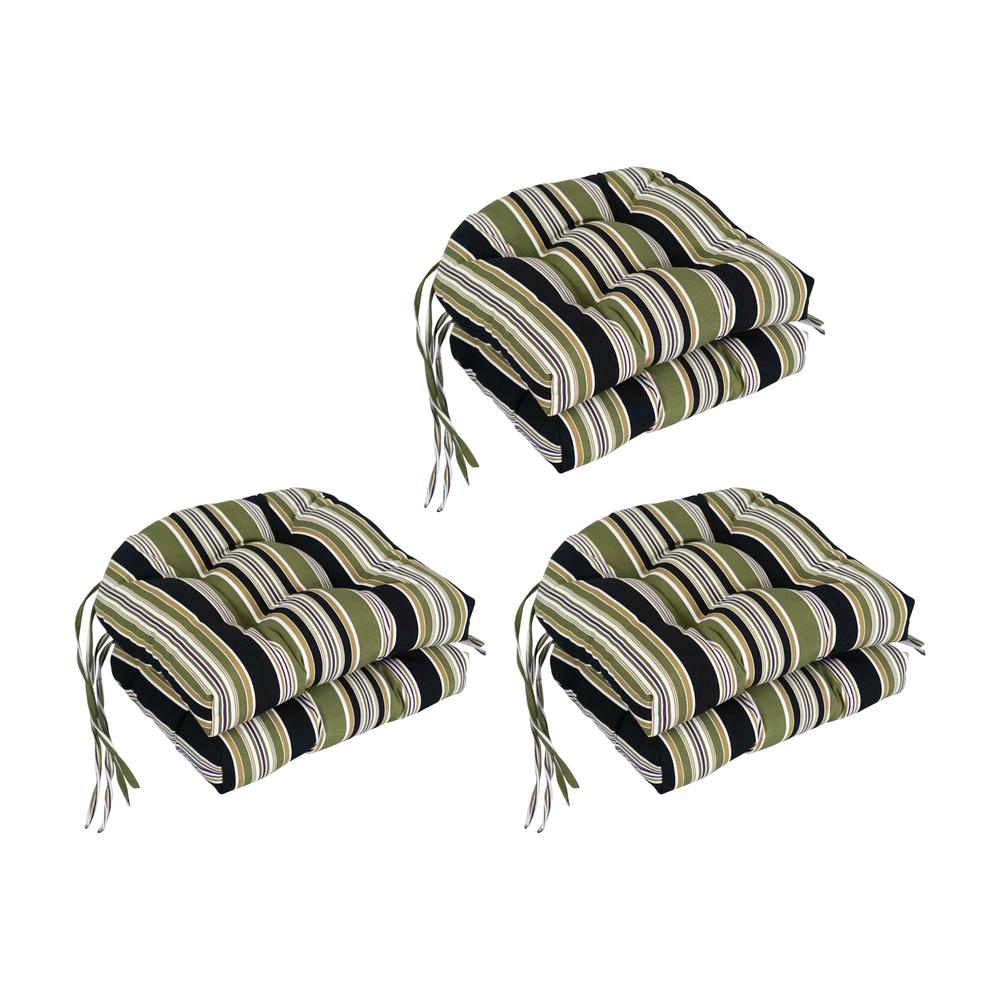 16-inch Spun Polyester Patterned Outdoor U-shaped Tufted Chair Cushions (Set of 6) 916X16US-T-6CH-REO-13. Picture 1