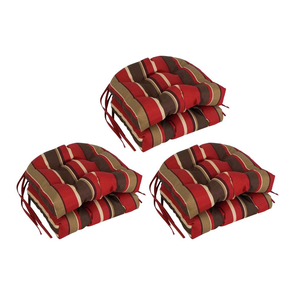 16-inch Spun Polyester Patterned Outdoor U-shaped Tufted Chair Cushions (Set of 6) 916X16US-T-6CH-REO-33. Picture 1