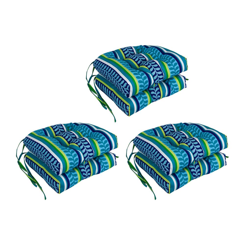 16-inch Spun Polyester Patterned Outdoor U-shaped Tufted Chair Cushions (Set of 6) 916X16US-T-6CH-REO-35. Picture 1