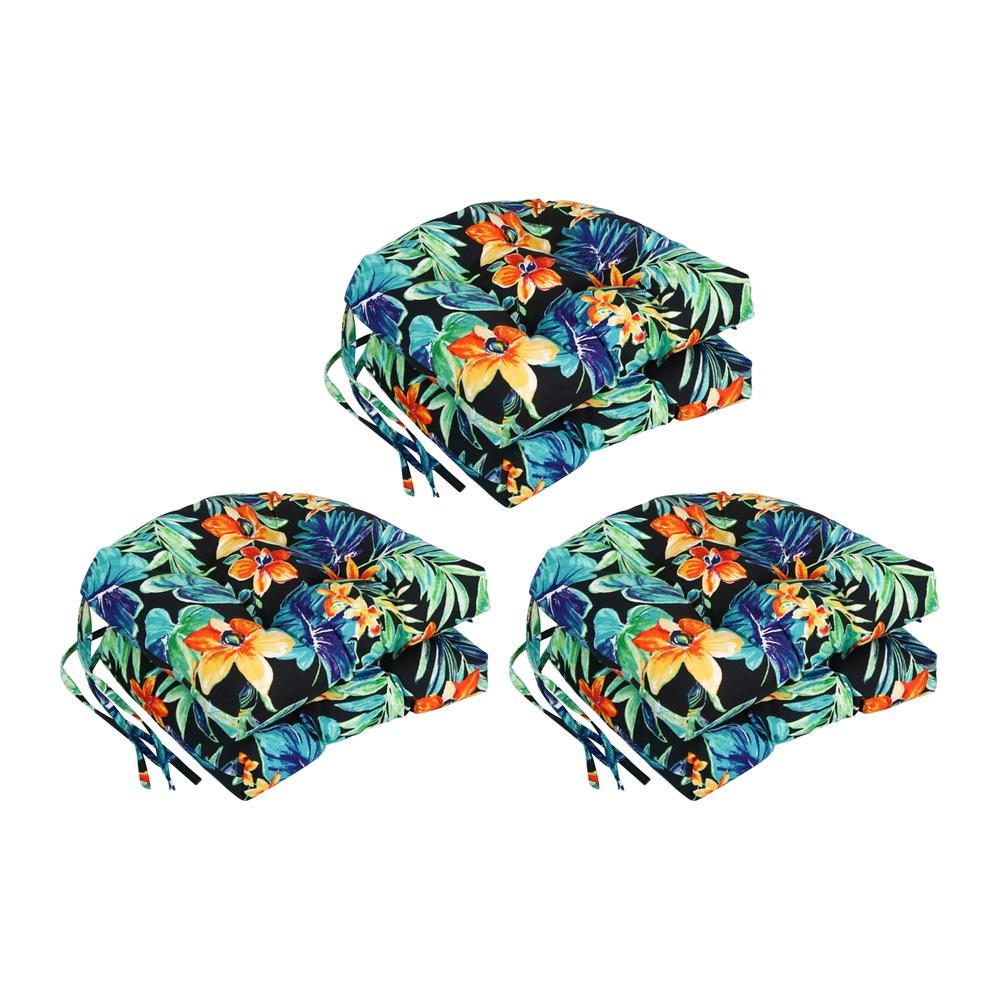 16-inch Spun Polyester Patterned Outdoor U-shaped Tufted Chair Cushions (Set of 6) 916X16US-T-6CH-REO-62. The main picture.