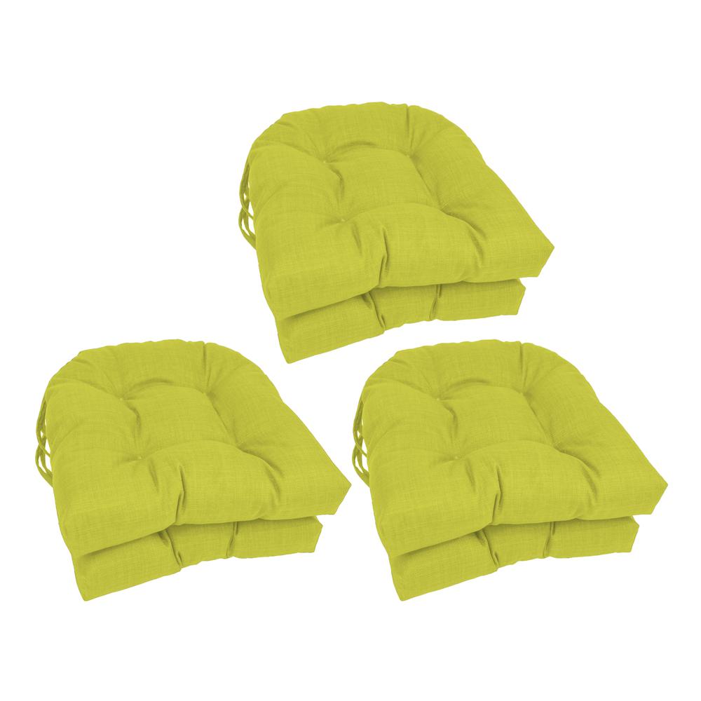 16-inch Spun Polyester Solid Outdoor U-shaped Tufted Chair Cushions (Set of 6)  916X16US-T-6CH-REO-SOL-01. Picture 1