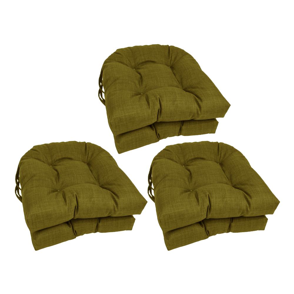 16-inch Spun Polyester Solid Outdoor U-shaped Tufted Chair Cushions (Set of 6)  916X16US-T-6CH-REO-SOL-02. Picture 1