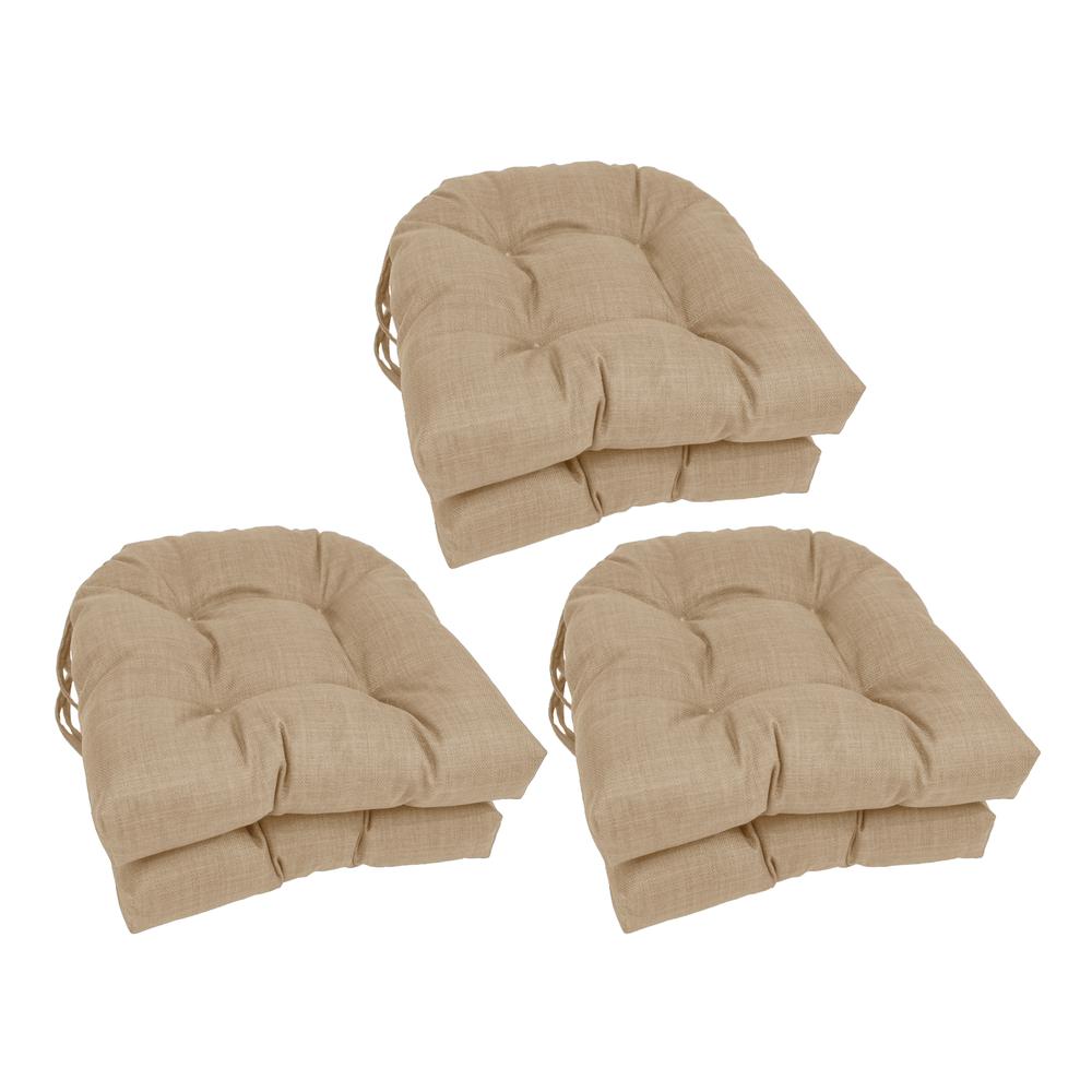 16-inch Spun Polyester Solid Outdoor U-shaped Tufted Chair Cushions (Set of 6)  916X16US-T-6CH-REO-SOL-07. Picture 1
