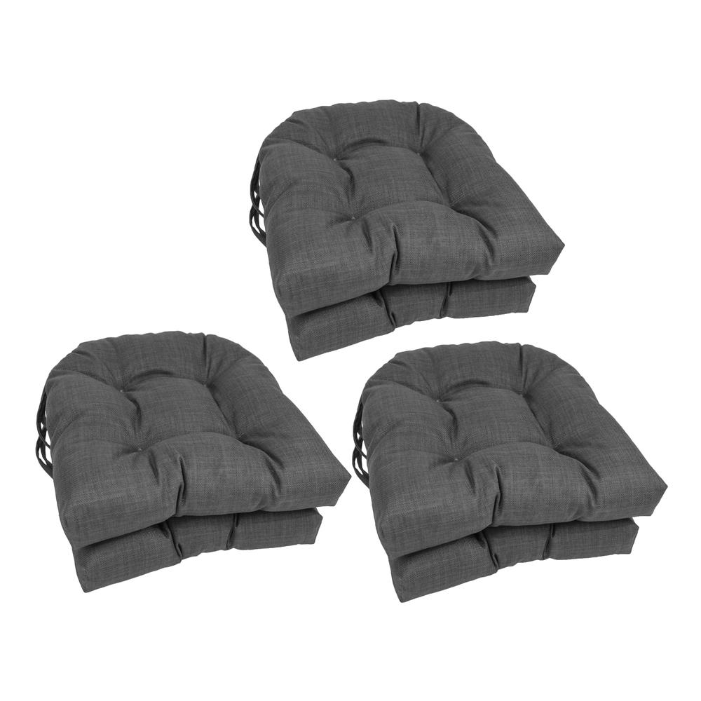 16-inch Spun Polyester Solid Outdoor U-shaped Tufted Chair Cushions (Set of 6)  916X16US-T-6CH-REO-SOL-15. Picture 1